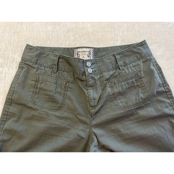 Ruff Hewn Womens 100% Cotton Pants Green Wide Leg Opening Pants RN 69016 Sz 8 - Picture 6 of 10